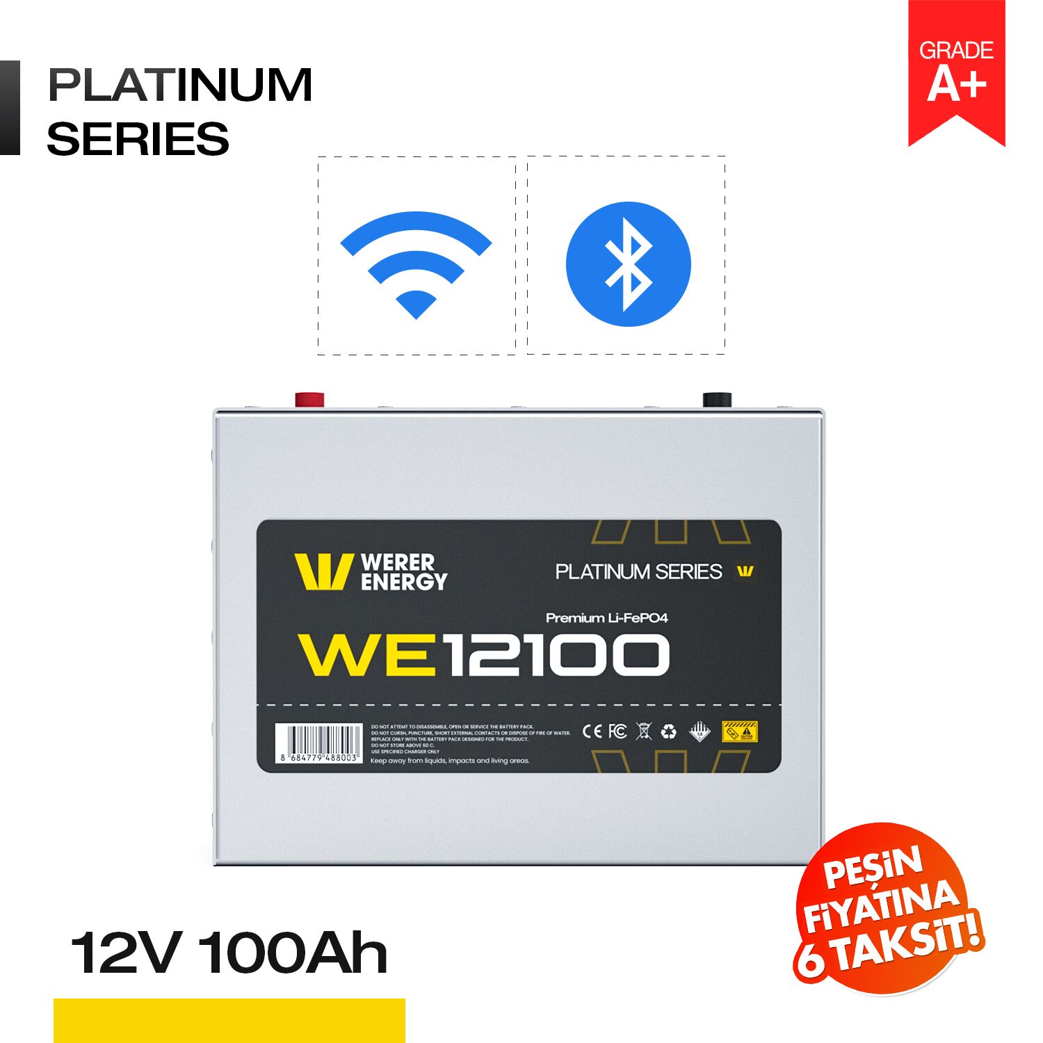 sec1 12V 100Ah LiFePO4 Akü - Bluetooth/Wifi - Görsel 1