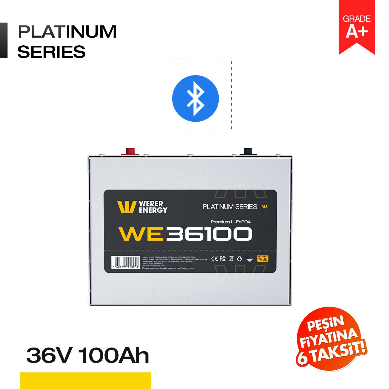 36V 100Ah LiFePO4 Akü - Bluetooth - Görsel 1
