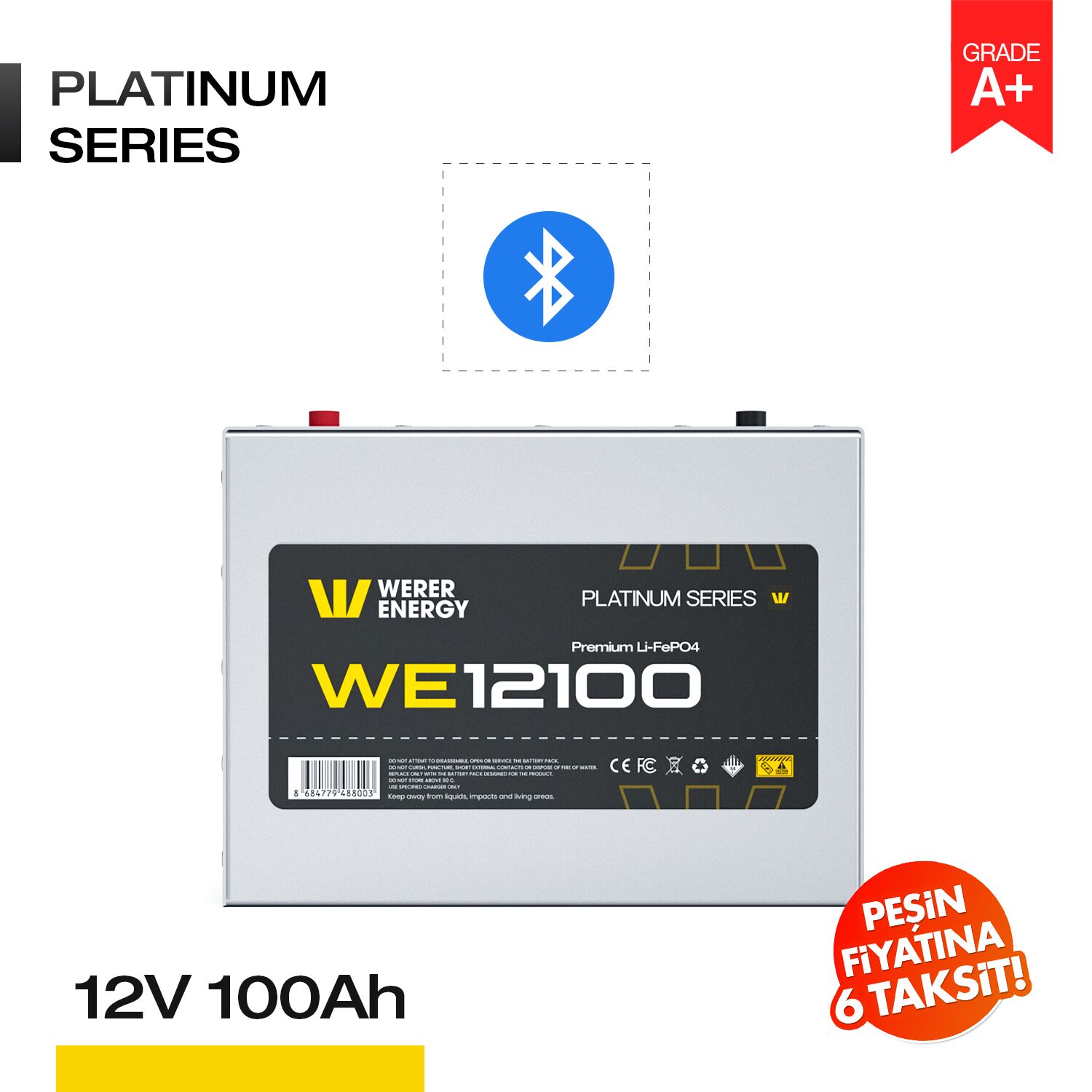 12V 100Ah LiFePO4 Akü - Bluetooth - Görsel 1