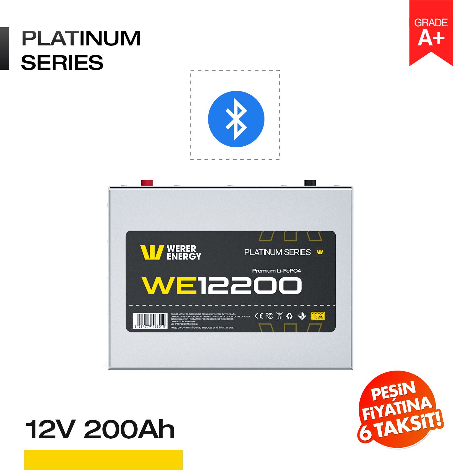 12200_b 12V 200Ah LiFePO4 Akü - Bluetooth - Görsel 1