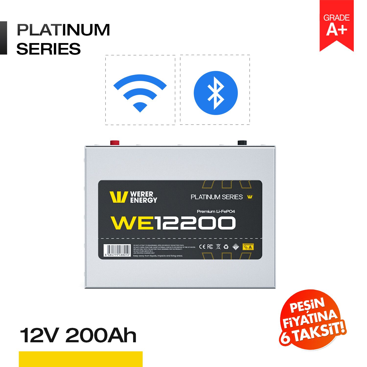 12200_bw 12V 200Ah LiFePO4 Akü - Bluetooth/Wifi - Görsel 1