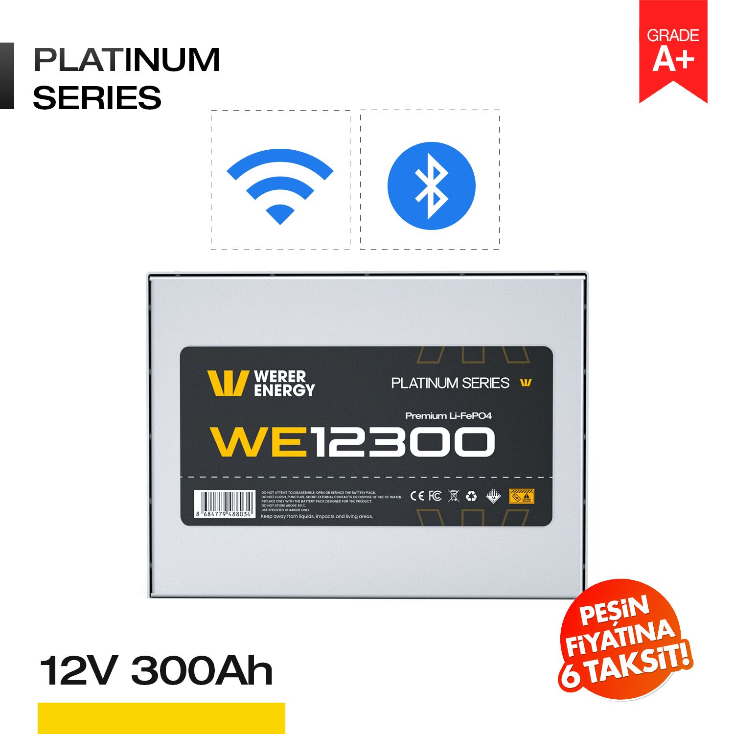 12300_bw 12V 300Ah LiFePO4 Akü - Bluetooth/Wifi - Görsel 1