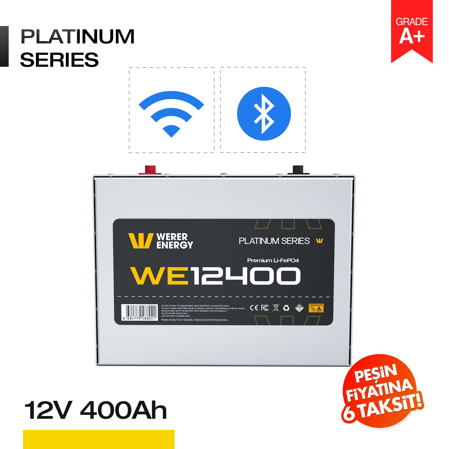 12400_bw 12V 400Ah LiFePO4 Akü - Bluetooth/Wifi - Görsel 1
