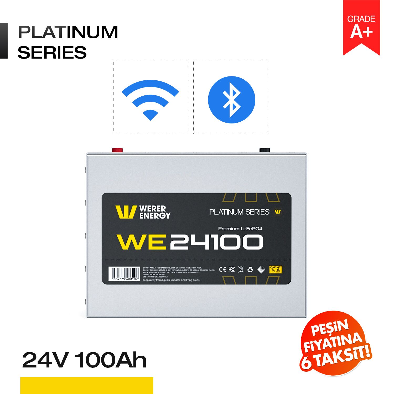 24V 100Ah LiFePO4 Akü - Bluetooth/Wifi - Görsel 1