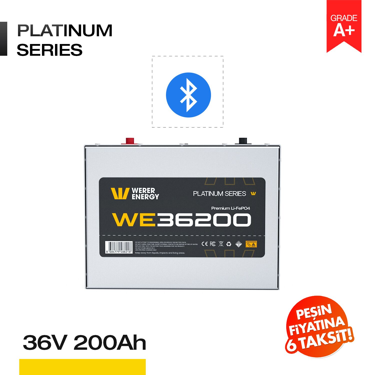 36V 200Ah LiFePO4 Akü - Bluetooth - Görsel 1
