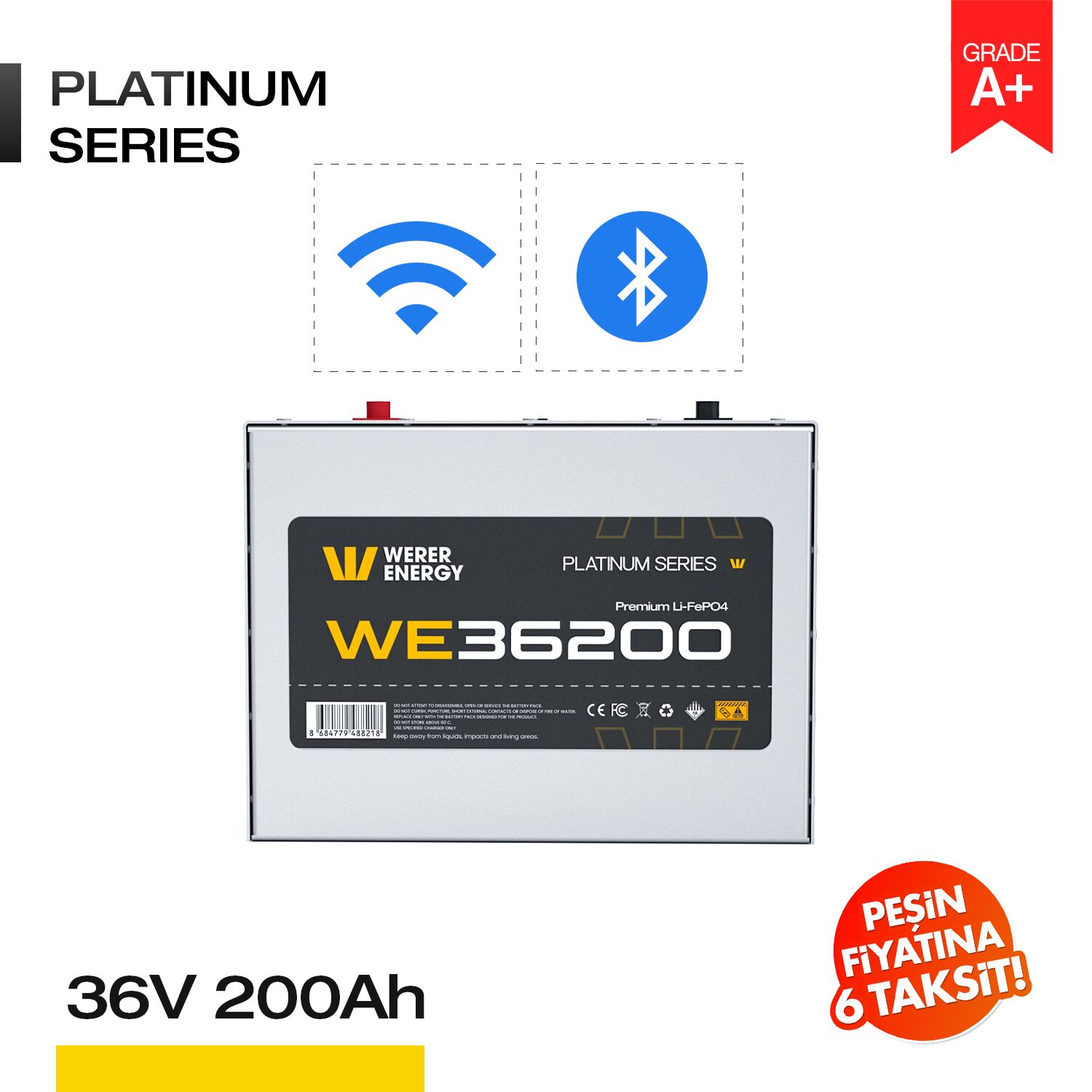 36V 200Ah LiFePO4 Akü - Bluetooth/Wifi - Görsel 1