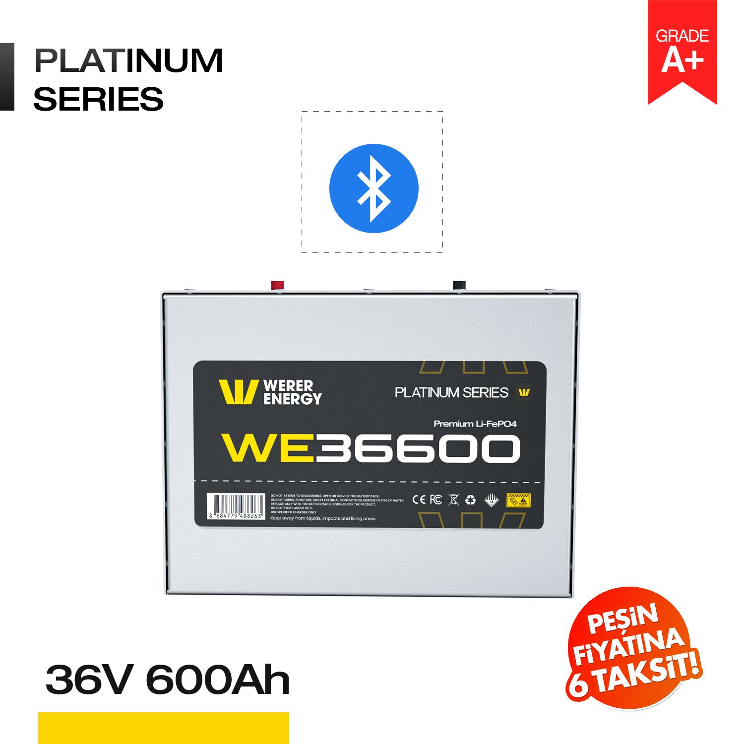 36V 600Ah LiFePO4 Akü - Bluetooth - Görsel 1