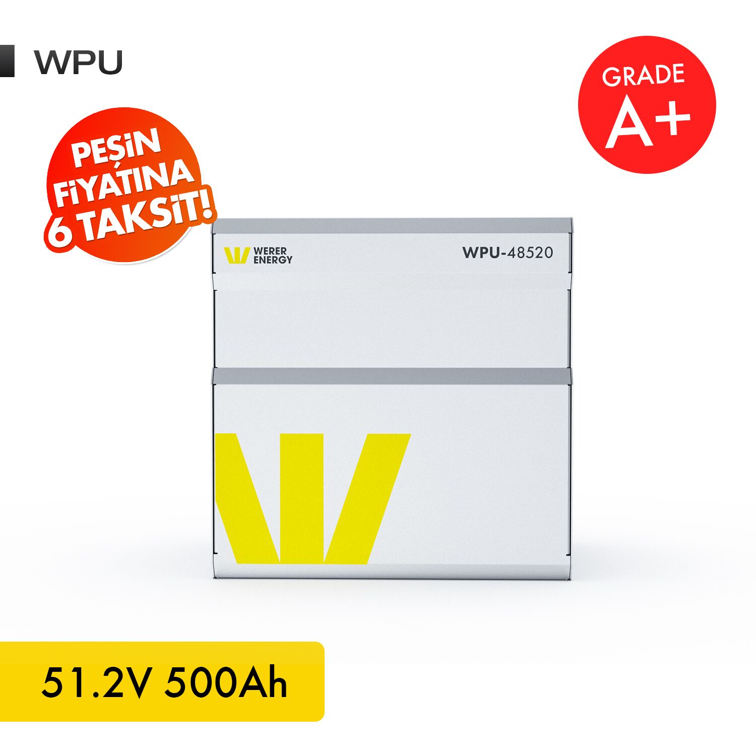 51,2V 500Ah LifePO4 WPU Batarya/Akü - Bluetooth - Görsel 1